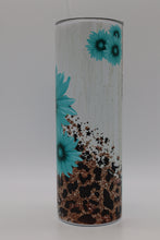 Load image into Gallery viewer, Leopard with Teal Sunflower Tumbler
