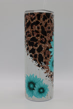 Load image into Gallery viewer, Leopard with Teal Sunflower Tumbler
