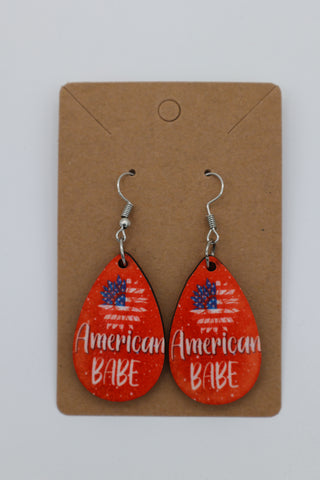 Red American Babe Sunflower Earrings