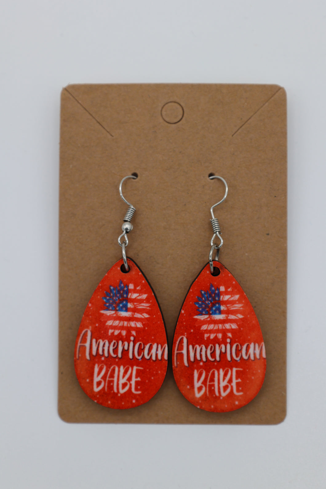 Red American Babe Sunflower Earrings