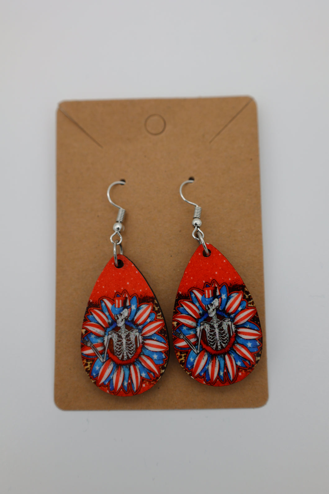 Red American Skelly Earrings