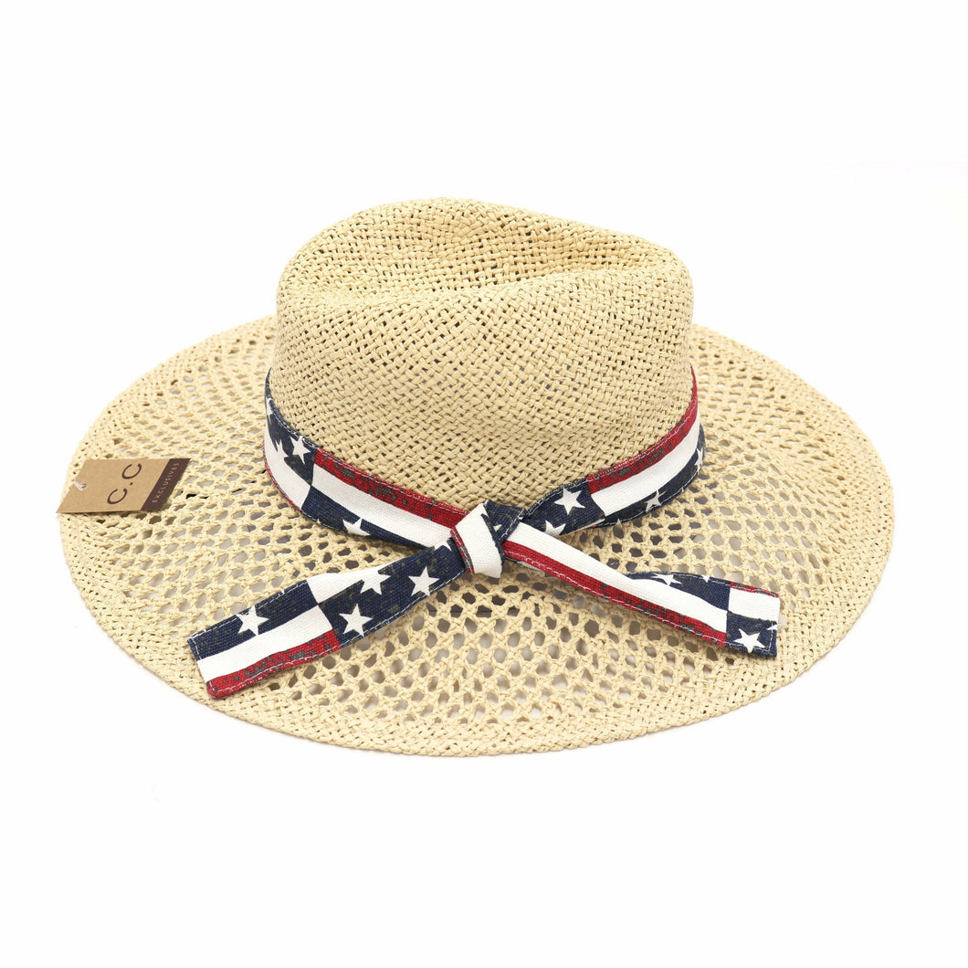 American Flag Band Trim Panama Hat