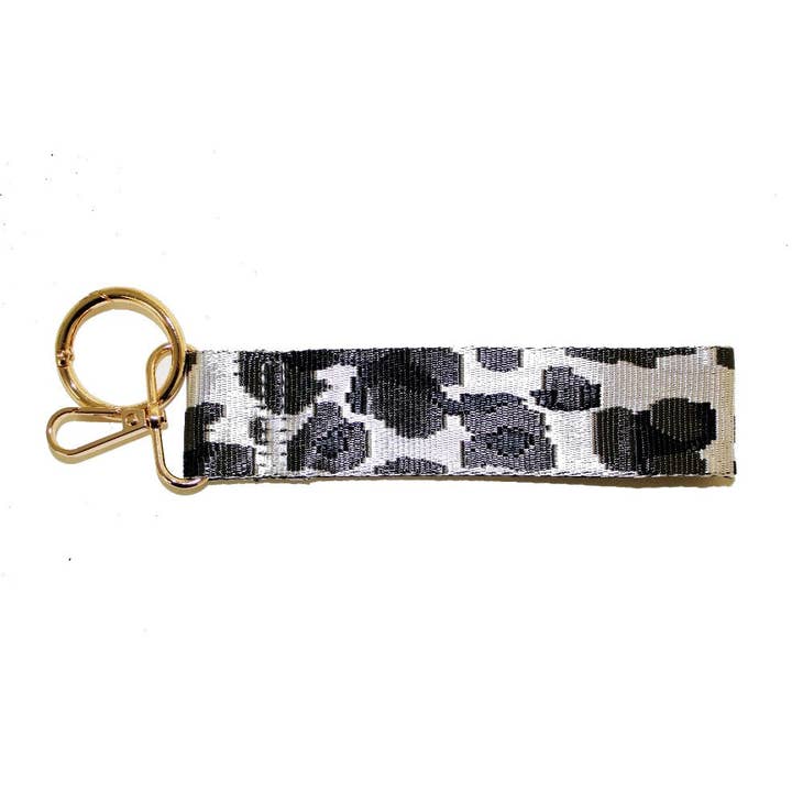 Harper White Leopard Wristband Keychain